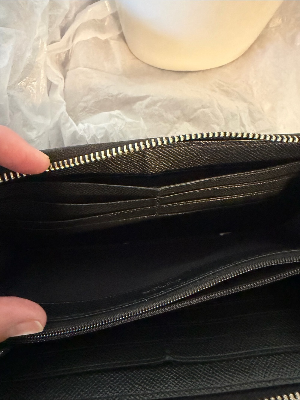 Coach Black Signature Zip Wallet with Silver Logo - Picture 11 of 12